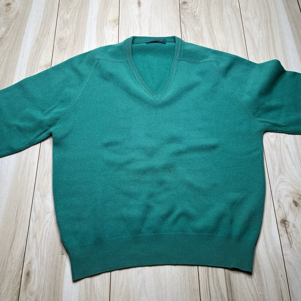 Alan Paine Mens 100% Lambswool V-Neck Sweater Green Mens Size XLEngland - Picture 4 of 11
